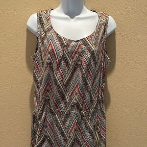 PURA VIDA Printed SLEEVELESS Sun DRESS‎ Size large Elastic waist
